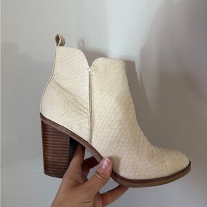 MIA Cream Textured Ankle Booties